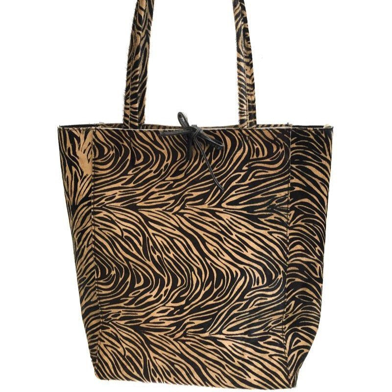 Yasmin zebra camel bag