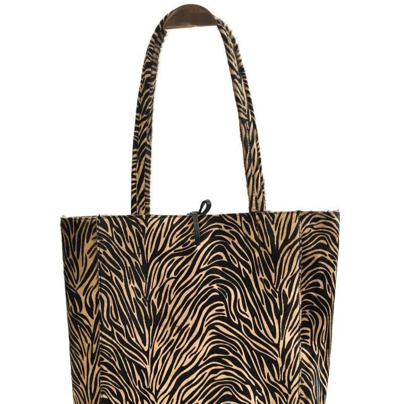 Yasmin zebra camel bag
