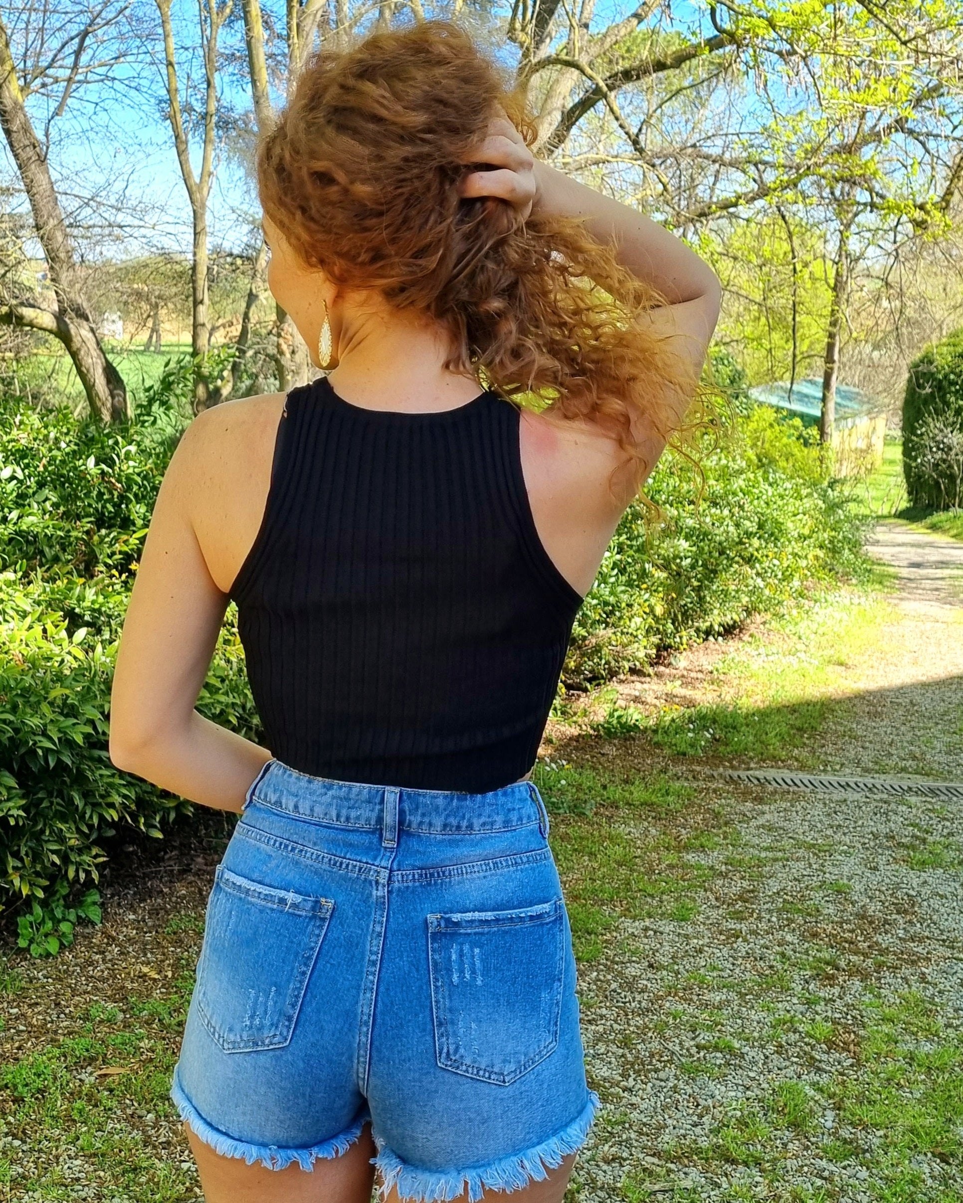 Raya black striped crop Top