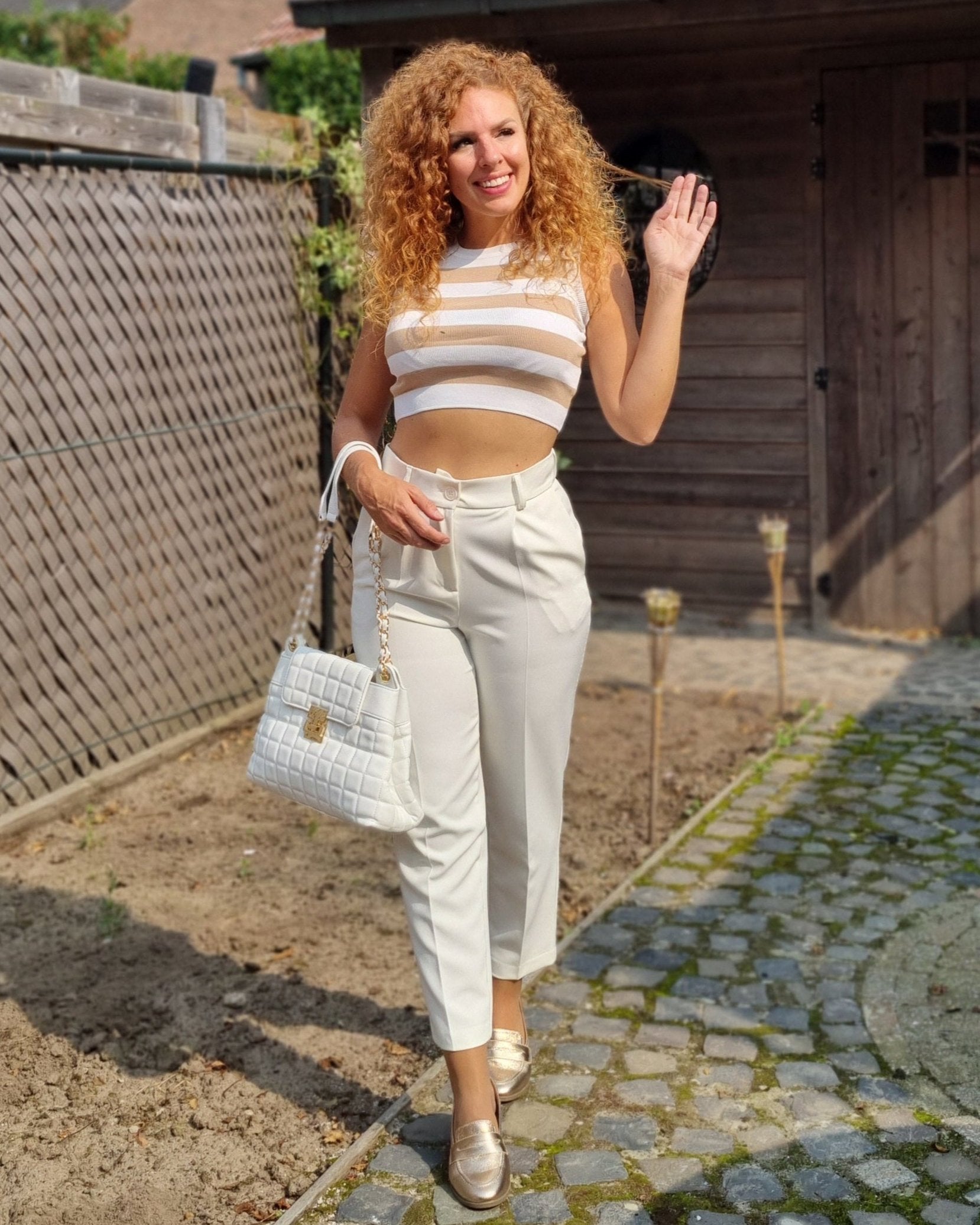 Vicolo midi white pants