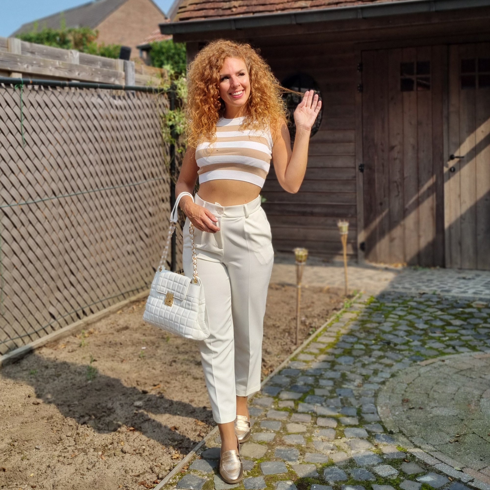 Vicolo midi white pants