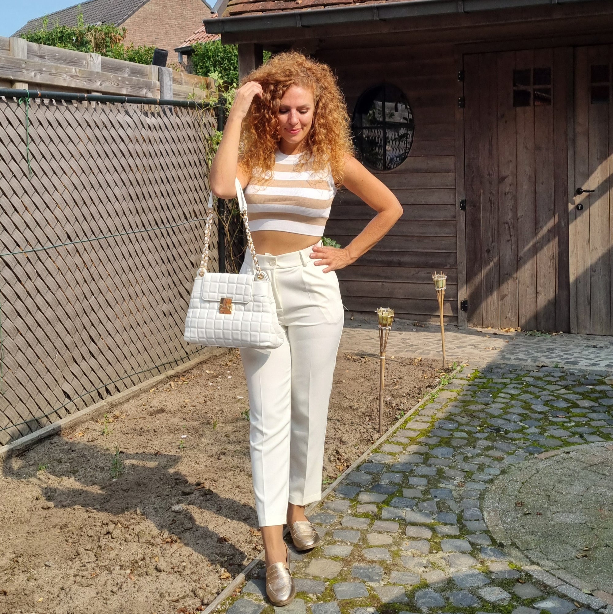 Vicolo midi white pants