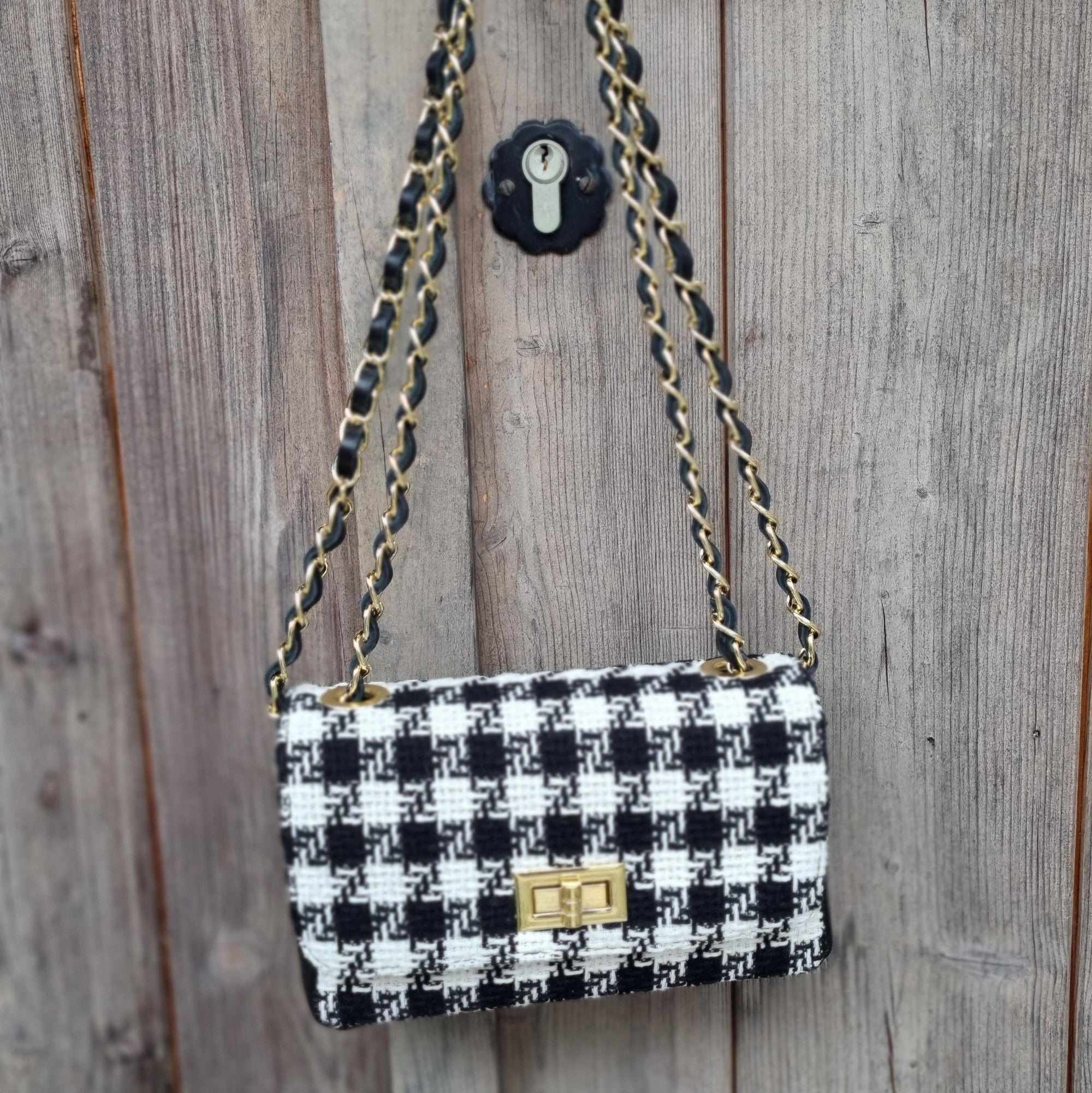 Mini white/black handbag