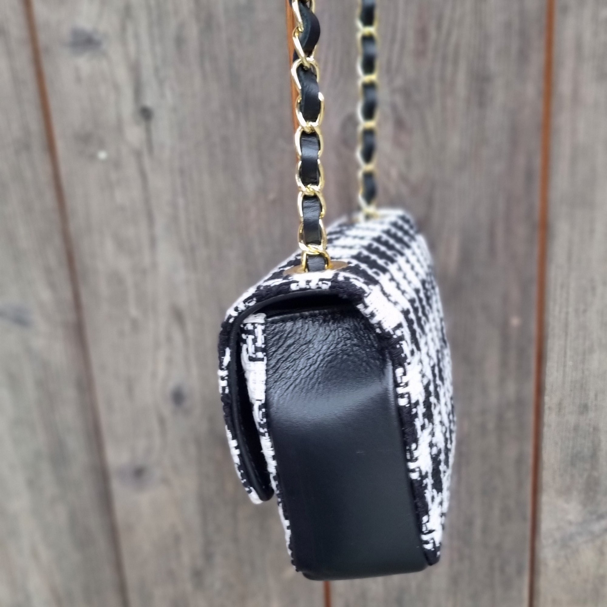 Mini white/black handbag