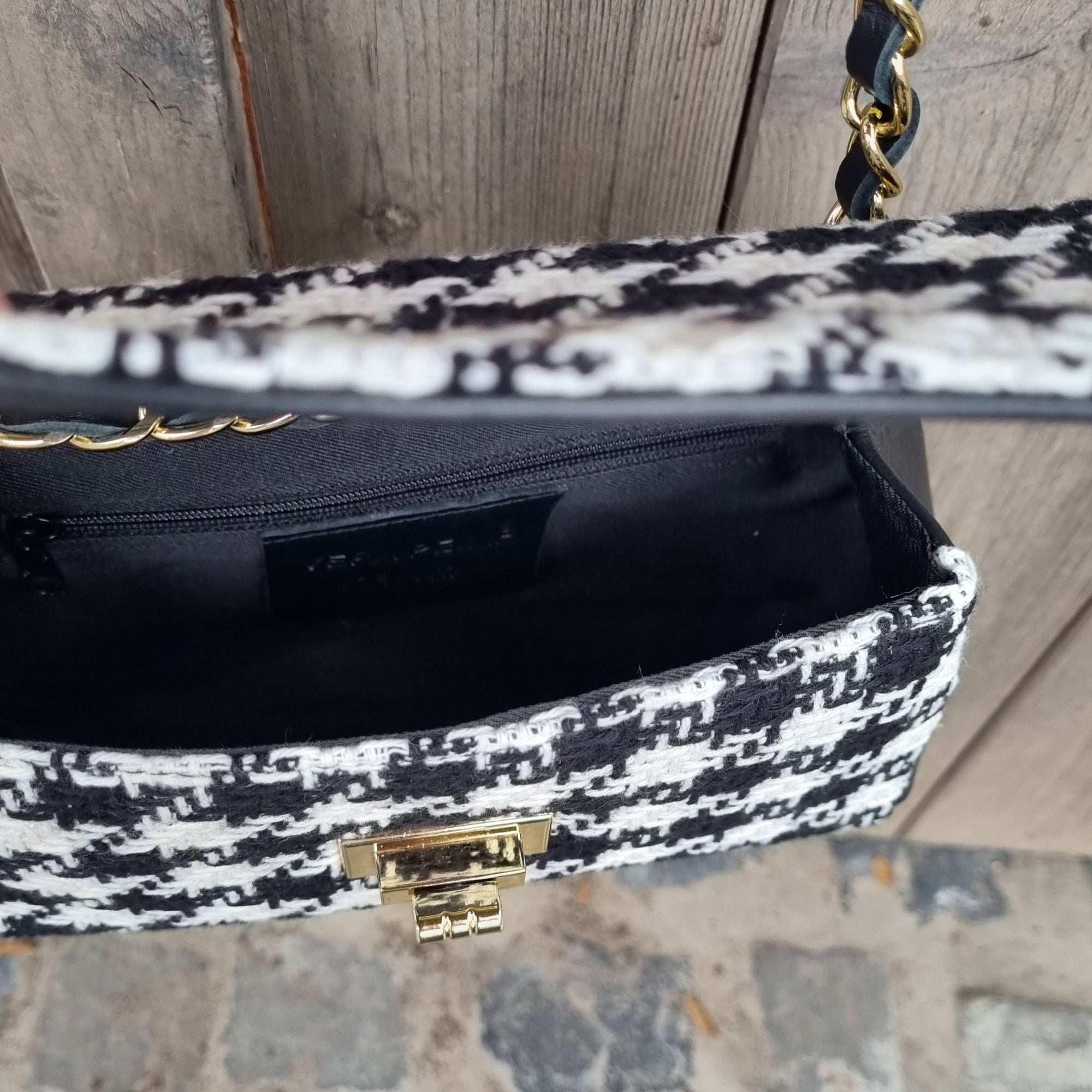 Mini white/black handbag