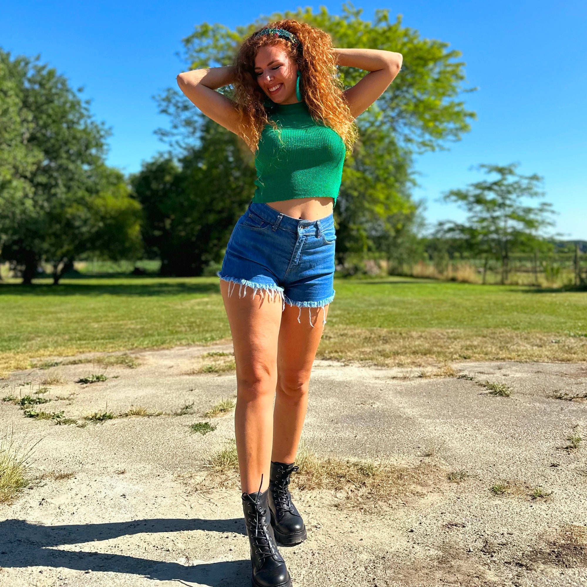 Kylie green crop Top