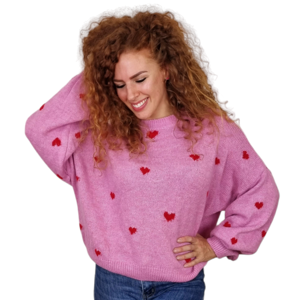 Ruby pink heart sweater