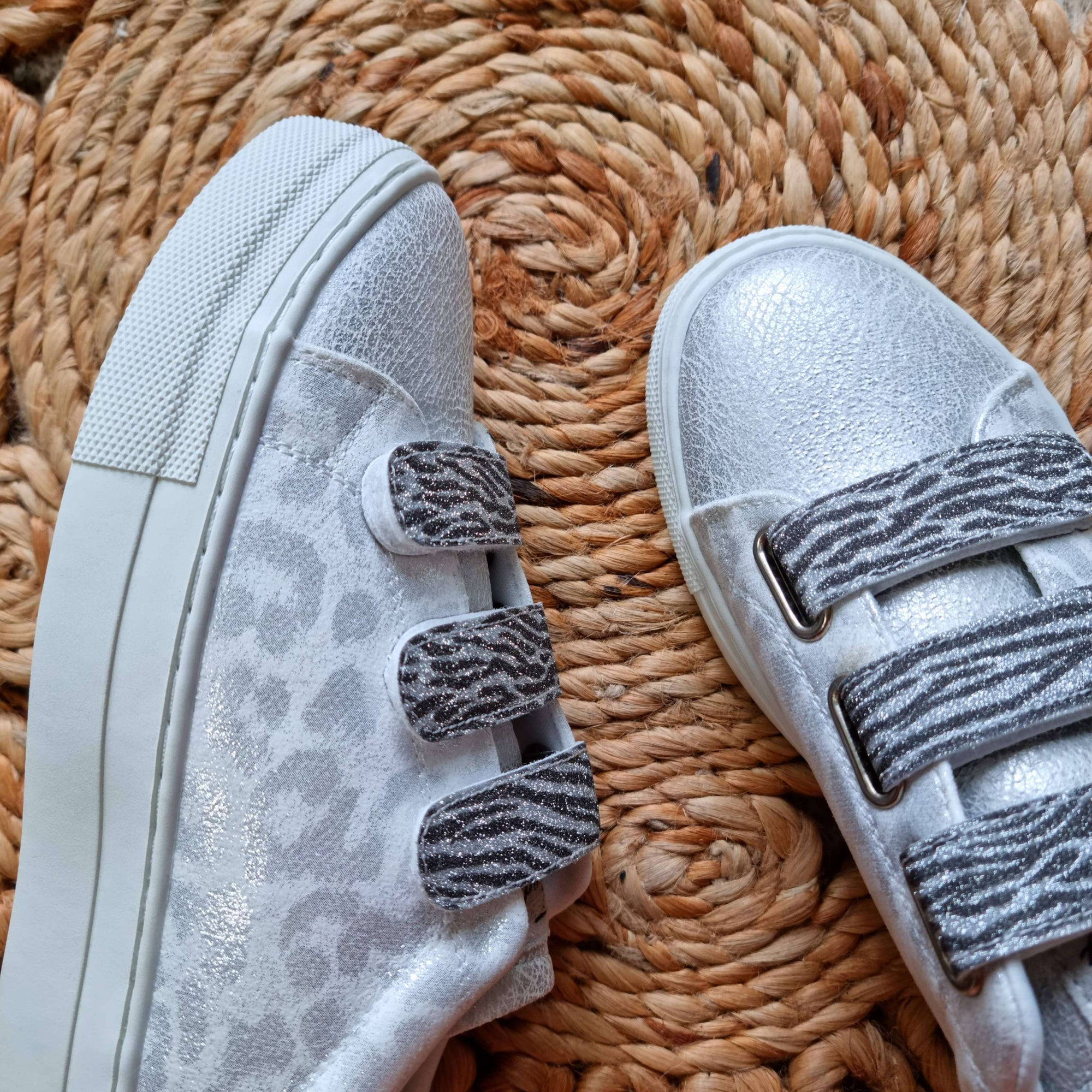 Silver zebra sneakers