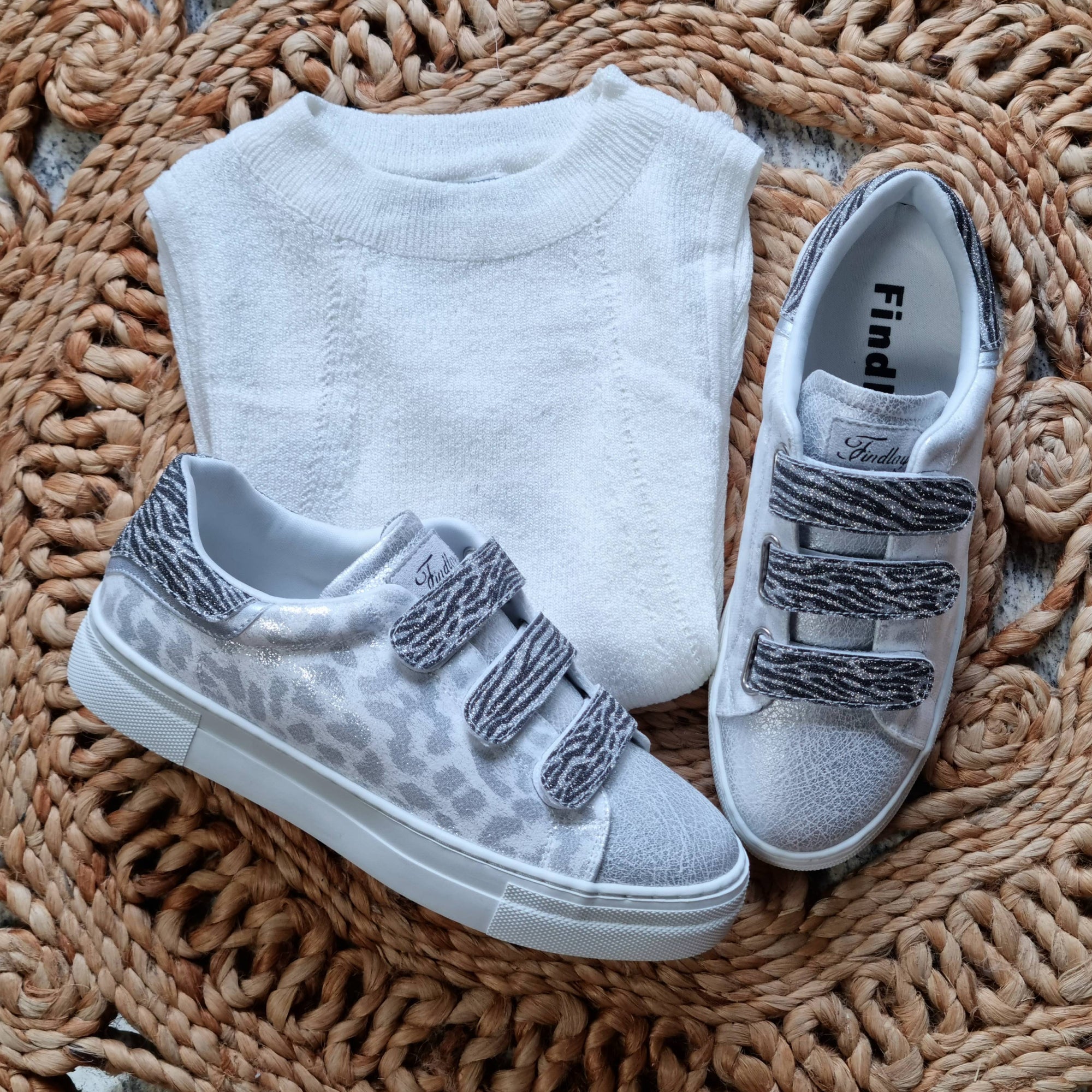 Silver zebra sneakers