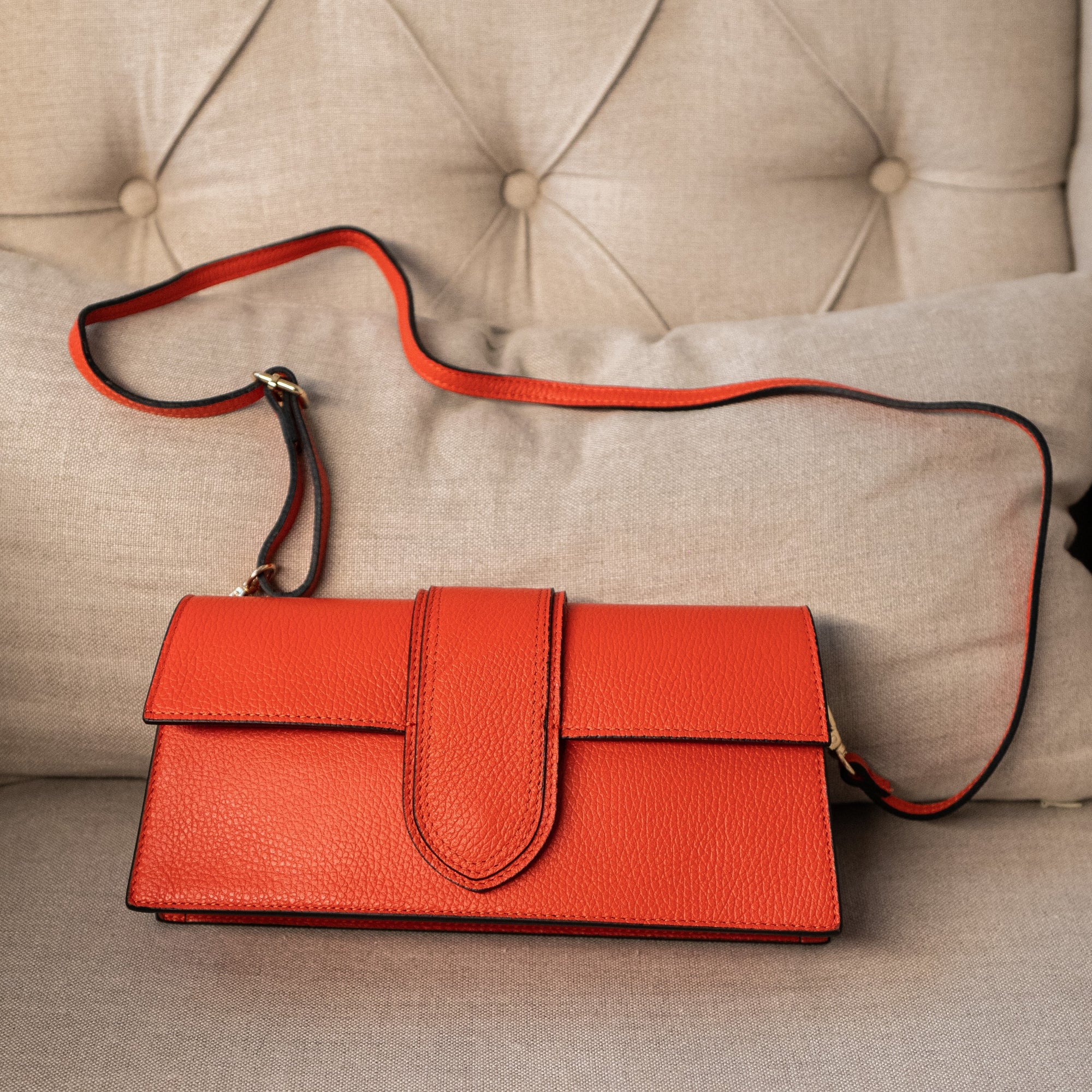Beauty orange leather handbag