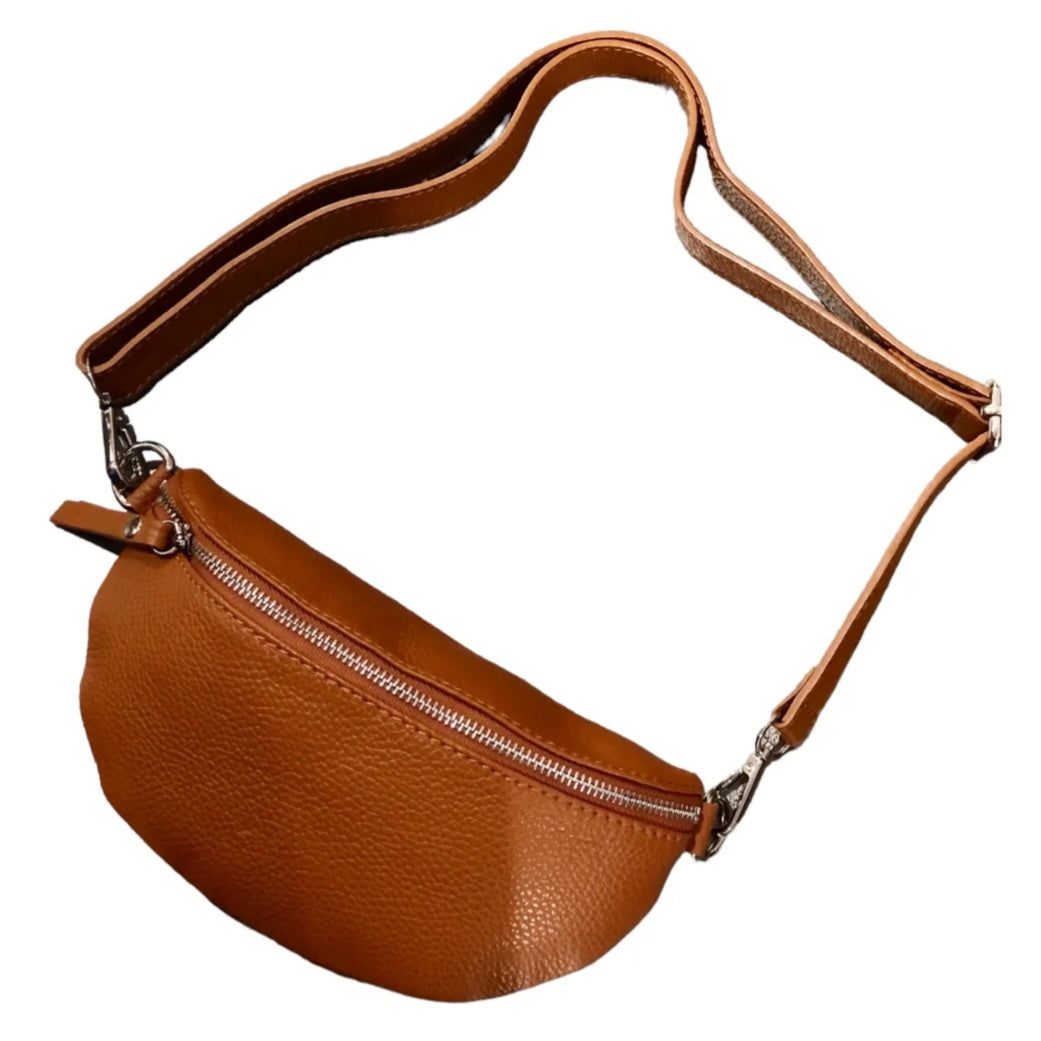 Drifa camel leather waist bag