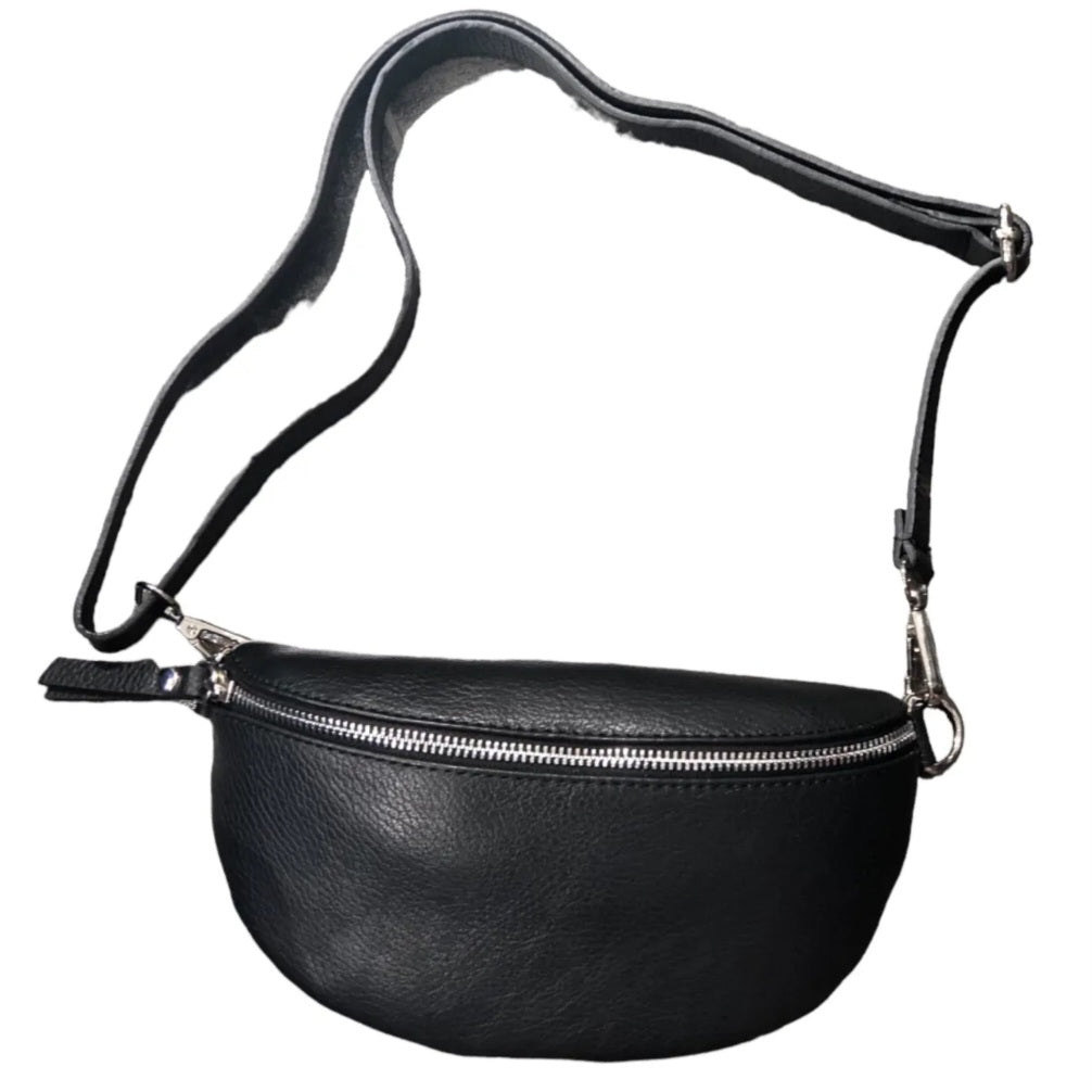 Drifa black leather waist bag